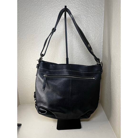 COACH F15064 Pebble Leather Black Shoulder Or Crossbody Bag - Picture 5 of 13